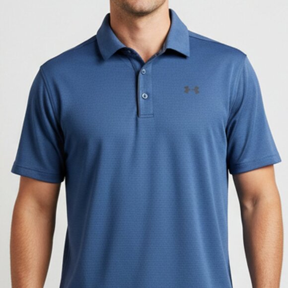 Under Armour HeatGear Men’s Polo Shirt Blue Short Sleeve Size Medium - Picture 2 of 5